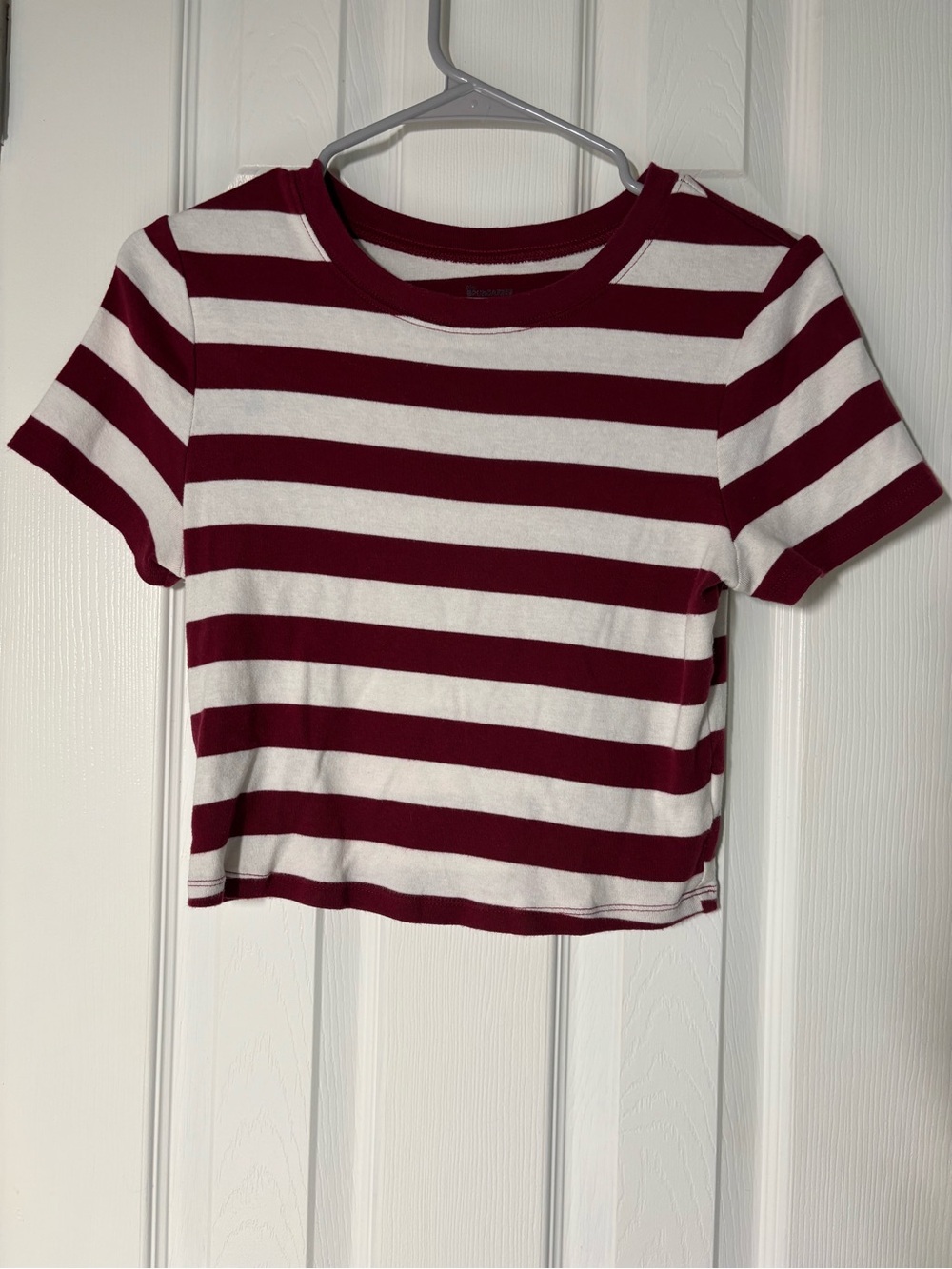 No Boundaries Red and White Striped Crop Top